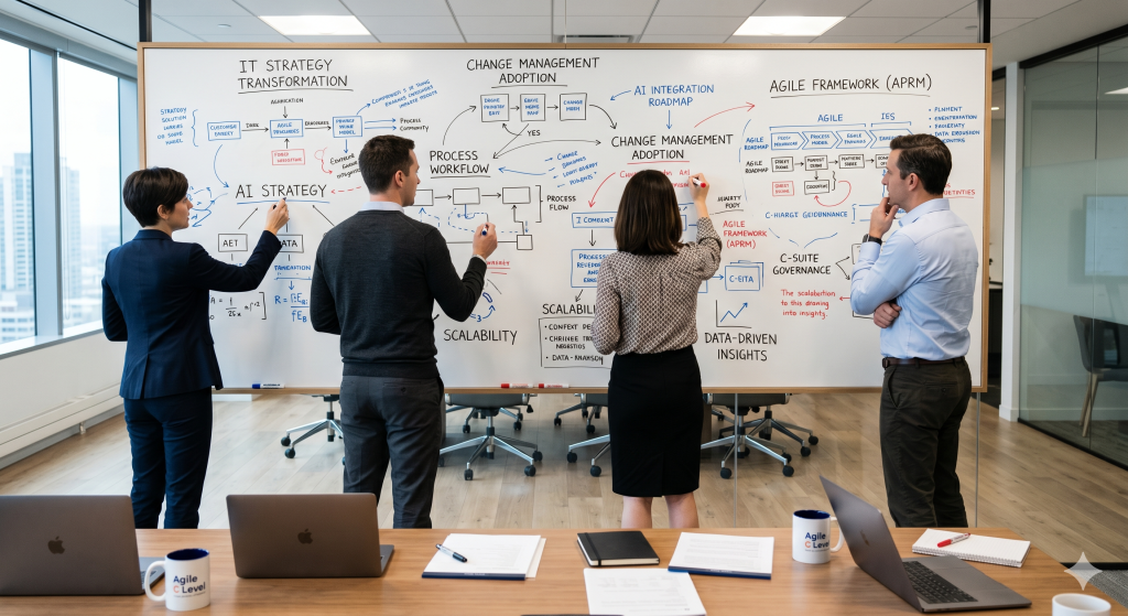 employees discussing change management